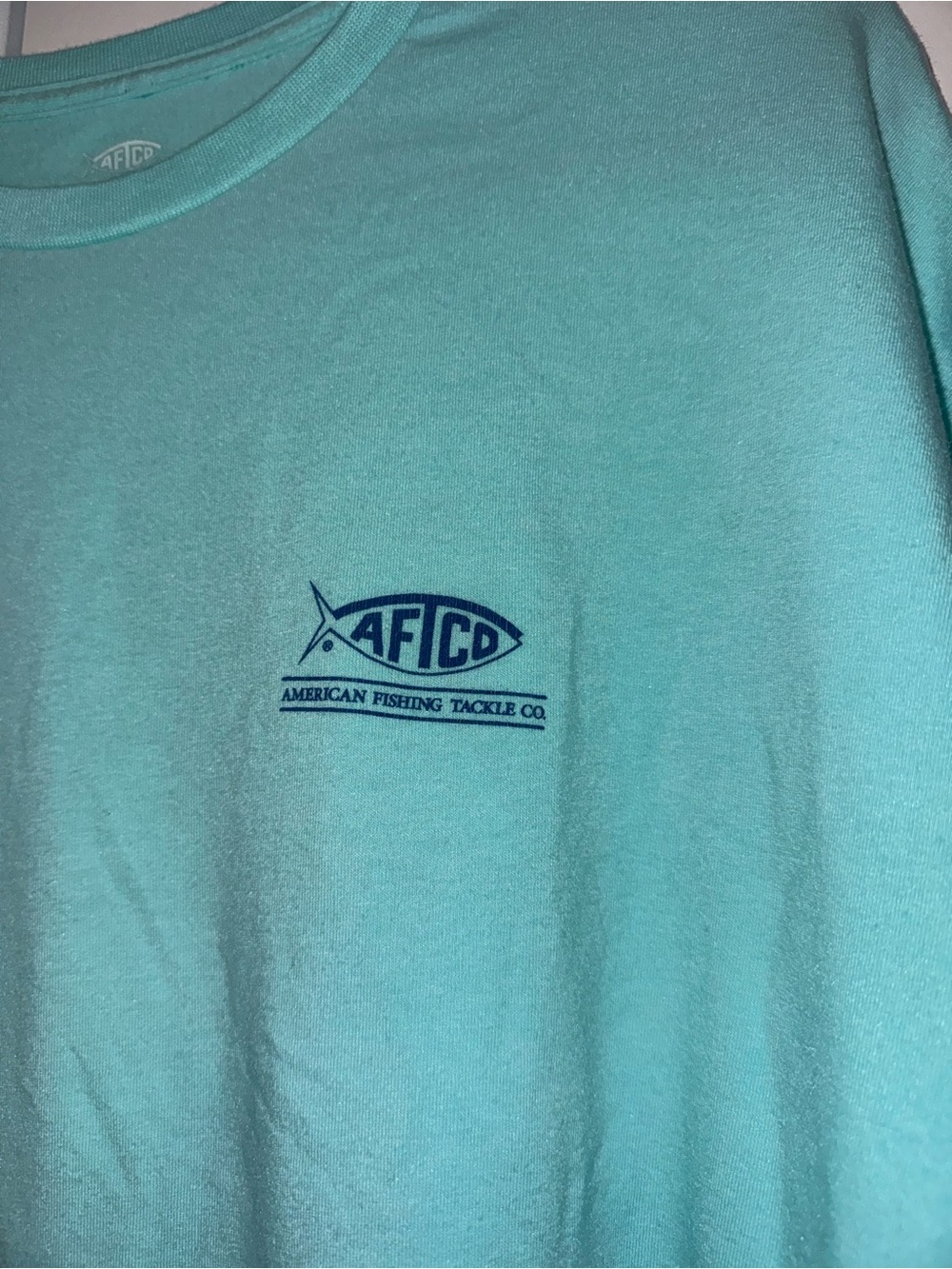 AFTCO Long Sleeve Logo Tee in Aqua - Picture 3 of 4